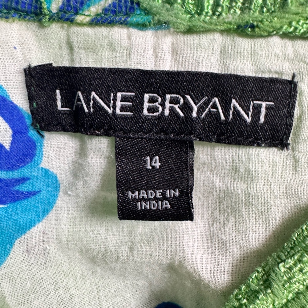 Lane Bryant Green Blue Leaf Print Camisole - Picture 6 of 9
